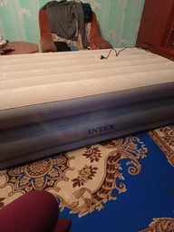 Надувне велюрове ліжко Intex (152 х 203 х 51 см) до 270 кг. Двоспальне з електронасосом (64164)