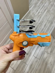 Детский игрушечный пистолет катапульта запускающий самолетики Eys Toys Air Battle K 5000 Бирюзовый фото от покупателей 2