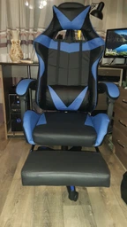 Крісло ігрове GAMING CHAIR G-001 з підставкою для ніг, колір чорний/червоний фото від покупців 16