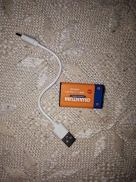 Аккумулятор литий-ионный Quantum USB Li-ion Крона 9V, 400mAh blister+Type-C кабель, 1шт/уп (0746020703223) фото от покупателей 6
