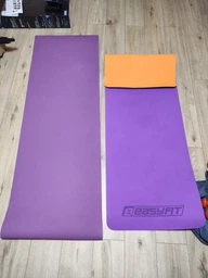 Килимок для йоги та фітнесу EasyFit TPE+TC 6мм двошаровий сірий-чорний фото від покупців 11