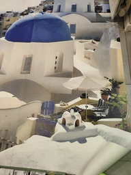 Флизелиновые 3D фотообои море на стену Греция Пейзаж Санторини (14198V)+клей