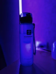 Пляшка для води Harmony Total Graphite 1 л. з контейнером для фруктів і захисним неопреновим чохлом