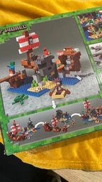 Детский конструктор Minecraft приключения на пиратском корабле набор из кубиков фигурками пирата зомби черепахи попугая 404 детали пушки пиратский флаг компас карта сундук с кладом развивающая игрушка для мальчиков и девочек DobraMAMA 73303