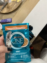 Вологий корм Purina One Indoor Formula для котів, тунець і зелена квасоля в соусі 85г.(7613038255903)