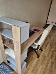 Стол компьютерный с полочками слева RedWood Ванкувер Ш1416*В1226*Г600 Бетон/Белый RLST24betonwhite фото от покупателей 1