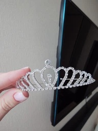 Корона на голову зі стразами "Diamond Crown", срібло