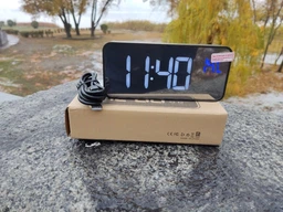 Часы настольные электронные зеркальные Losso Premium (BT) с LED подсветкой и термометром (белые), будильник фото от покупателей 11