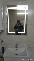 Дзеркало прямокутне з LED-підсвічуванням Lidz Kubis KU1 600х800 з димером та антизапотіванням