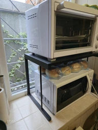 Підставка для мікрохвильовки Kitchen K301 Ferrum-decor 400x550x350 Чорний метал ДСП Бетон 16 мм (KITCH30107)