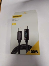 USB кабель 100W з LED-дисплеєм Essager для швидкої зарядки ноутбука Кабель Type-C - Type-C 5A EXCTT1-XY01-P 1м чорний фото від покупців 1