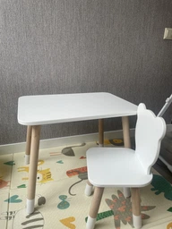Детский столик 46×45×60 и стульчик "Мишка" 26.5х26х25 , стол и стул в детскую, белый фото от покупателей 9