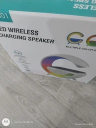 Портативная колонка с RGB-подсветкой и беспроводной зарядкой BT/TF/Wireless Charger/USB/FM/AUX 20 Вт, белый фото от покупателей 2