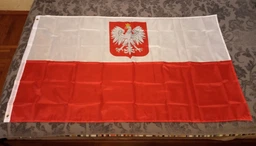 Прапор Польщі з Гербом 90х150см Польський Прапор, Poland Flag with Coat of Arms 3x5 ft (90x150 cm)