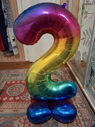 Кулька фольгована цифра PELICAN 40' (100 см) 1 на підставці цифра "2" градієнт