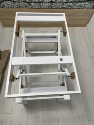 Стол-трансформер LofTerno Head B-Fly Glass 900x550x600 Дуб крафт золотой/Белые ноги/Графитовое стекло фото от покупателей 2