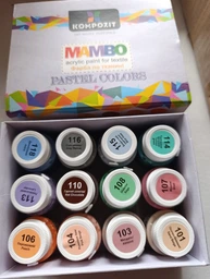 Краска для ткани MAMBO ART Kompozit набор 12 цветов по 20 мл для покраски одежды