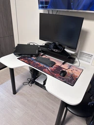 Стіл комп'ютерний геймерський ігровий DROM Lite White + LED RGB підсвічування з пультом