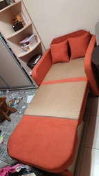 Кресло-диван для детской комнаты Tobi Sho Юниор-0.8 раскладное мягкое рогожка Gold Brown/02, 980х800х800 мм фото от покупателей 3