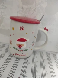 Новогодняя чашка с крышкой и ложкой "Санта", 360мл, керамика, Белый Сhristmas фото от покупателей 2