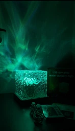 Ночник проектор КУБ с проекцией воды Настольная RGB лампа с эффектом водяной волны, с пультом и приложение LED светильник северного сияния Dynamic water Battery version STEEP Акрил фото от покупателей 7