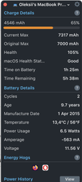 Аккумуляторная батарея для ноутбука Apple MacBook Pro Retina 15" A1990 2018-2019г (A1953 11.4V 83.6Wh 7336mAh)