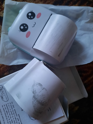 Портативный мини термопринтер Детский принтер Bluetooth Grant Mini printer с набором термобумаги в комплекте Голубой фото от покупателей 5