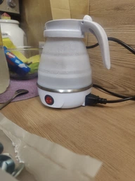 Дорожный чайник силиконовый складной дисковый Electric Kettle wdl-09b 220v 600w 600мл Голубой фото от покупателей 1