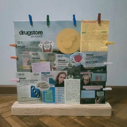 Органайзер доска настроения Мудборд на подставке Wuw сетка для заметок и фотографий 35х35см&nbsp;Черный фото от покупателей 2