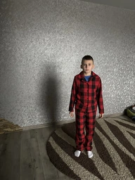 Піжама дитяча домашня фланелєва рубашка зі штанами Червона клітинка Maybel 146-152 (r!1900_5) фото від покупців 1