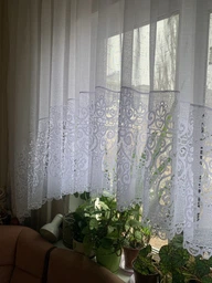 Тюль аркою Dalinda лляна з мереживом 170/400 біла