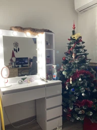 Туалетный столик с полками, тумбой и подсветкой в белом MS640, Markson ш900*в1600*г400мм фото от покупателей 5