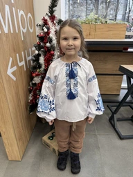 Вишиванка для дівчинки MEREZHKA "Марія" синій орнамент, розмір по зросту 122 см