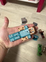Набор фигурок Minecraft 5 героев, 4 блока, 3 аксессуара Модельки Майнкрафт Стив в алмазной броне (6489) фото от покупателей 3