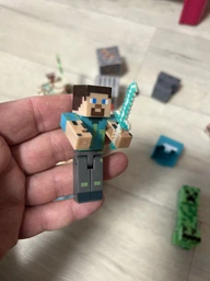 Набор фигурок Minecraft 5 героев, 4 блока, 3 аксессуара Модельки Майнкрафт Стив в алмазной броне (6489)