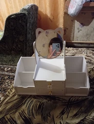 Большой DIY Органайзер для косметики и инструментов для макияжа с зеркалом на 5 секций, с выдвижными ящиками, 40х20х34,5 см, белый (COSM5477WH) фото от покупателей 16