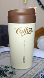 Термокружка Coffee термочашка з керамічною колбою і корпусом з нержавіючої сталі 480 мл термостакан з герметичною кришкою Бежевий