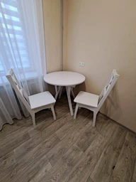 Стол обеденный круглый раскладной loft современный кухонный для гостей надежная конструкция компактный и функциональный MebliRoMax Lite Slide D800 Дуб Крафт золотой /Белый (УТП016860) фото от покупателей 4