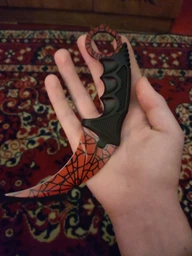 Нож Karambit CS GO керамбит с ножнами красный с черной паутиной фото от покупателей 1