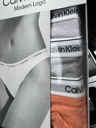 Набор трусиков танга женских хлопковых Calvin Klein 51215209 019(Orange Multi) L 3 шт Оранжевый/Серый/Белый (196807447688)