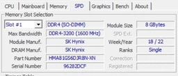 Пам'ять Hynix 8 GB SO-DIMM DDR4 3200 MHz (HMA81GS6DJR8N-XN) фото от покупателей 2