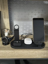 Беспроводная зарядная док-станция 15W 4в1 Smart Fast Wireless Charger универсвльная для iPhone, Android, Apple Watch, ApplePods, AirPods, Samsung и всех телефонов, наушников, смарт-часов с функцией беспроводной зарядки Qi фото от покупателей 10