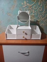 Большой DIY Органайзер для косметики и инструментов для макияжа с зеркалом на 5 секций, с выдвижными ящиками, 40х20х34,5 см, белый (COSM5477WH) фото от покупателей 9