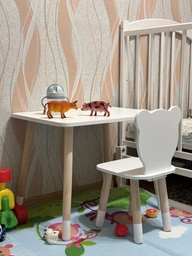 Детский столик 46×45×60 и стульчик "Мишка" 26.5х26х25 , стол и стул в детскую, белый фото от покупателей 6