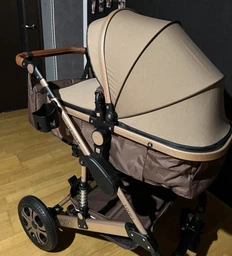 Детская коляска с автокреслом 3в1 KESSER 94 x 64 x 119 см коричневый с золотистым Германия фото от покупателей 11