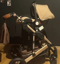 Детская коляска с автокреслом 3в1 KESSER 94 x 64 x 119 см коричневый с золотистым Германия фото от покупателей 9