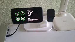 Бездротова зарядна док станція для apple айфона годинників навушників телефону 3 в 1 magsafe універсальна магнітна докстанція зарядка на айфон iphone airpods iwatch епл вотч QINETIQ T268 43W Qi сертифікована біла + подарунок адаптер Foneng GaN 20W фото від покупців 1