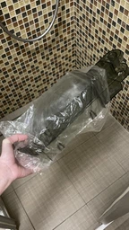 Прозрачная угловая пластиковая полка на присосках для ванной зелёная фото от покупателей 3