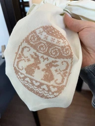 Пасхальный бант на корзину Мамине Сонечко Писанка с двумя зайками 130*12 лен айвори (арт.0-013-Б) фото от покупателей 1