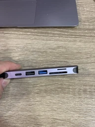 USB Хаб Hoco HB28 Type-C multi-function converter (HDMI+USB3.0+USB2.0+SD+TF+PD) Сірий фото від покупців 3